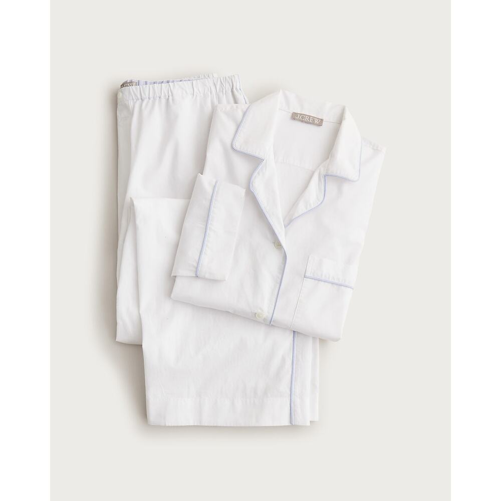 J.Crew Classic Cozy Pajama Pant Set End-on-End Cotton White Size S - Picture 3 of 15